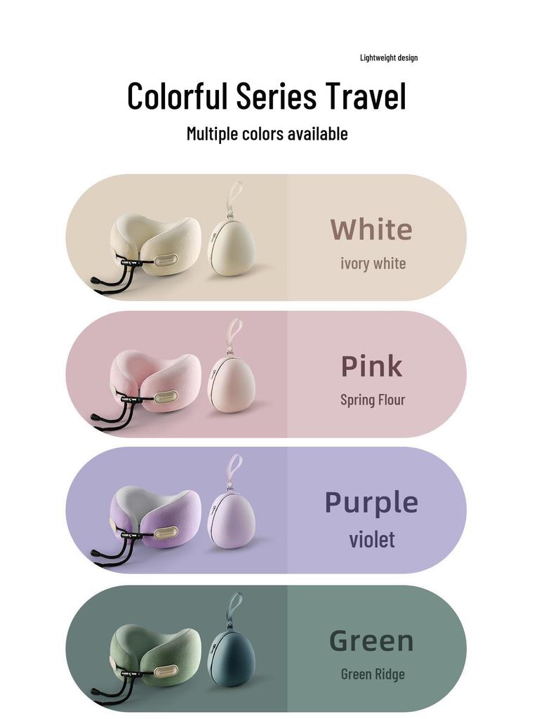 Collapsible Memory Foam U-Shaped Travel Pillow for Airplanes - Neck and Cervical Spine Support