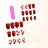 24Pcs Short Almond Press on Nail with Floral Designs Full Cover Stick on Nail Fashion Nail Art for Spring and Summer