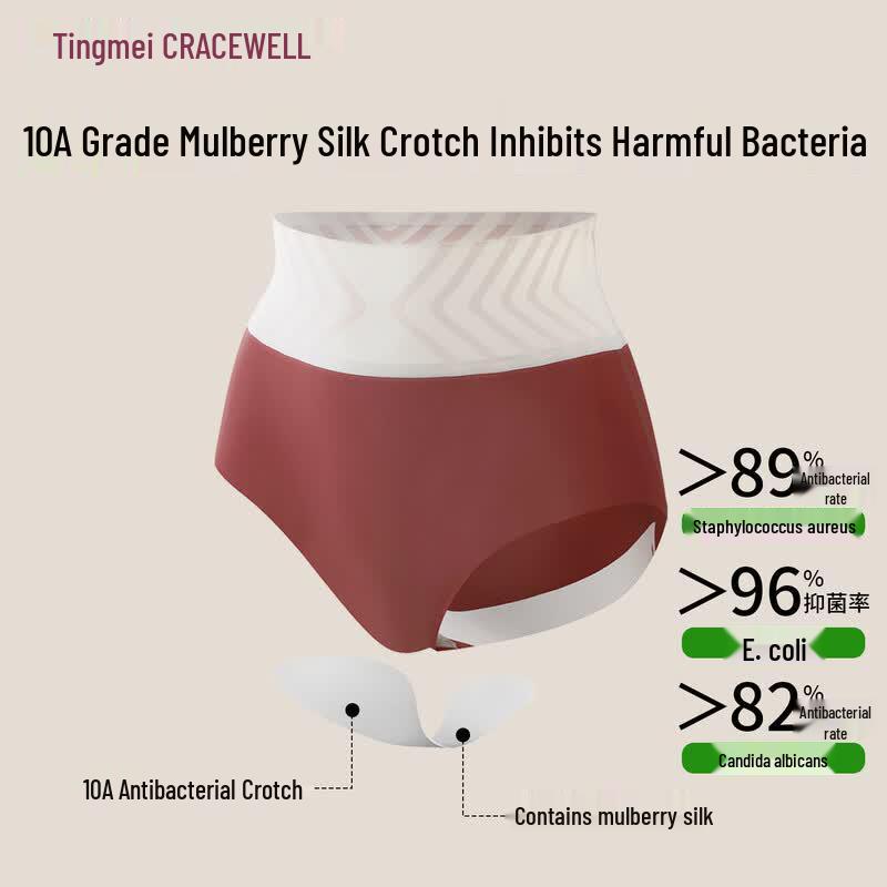 GRACEWELL Women's High-Waist Seamless Tummy Control Cotton Crotch Briefs