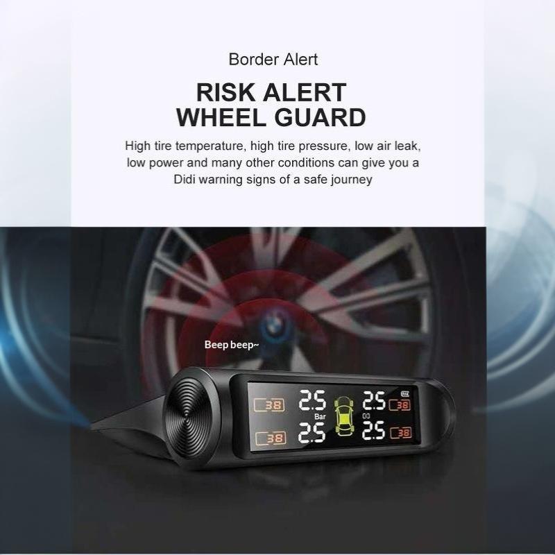 Solar Car TPMS Tire Pressure Sensor 1PC Overpressure Alarm Anti-explosion Auto Accessory for Long Distance Driving