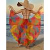 Flamingo Tropical Print Beach Cover Up Loose Sleeveless Backless Maxi Dress