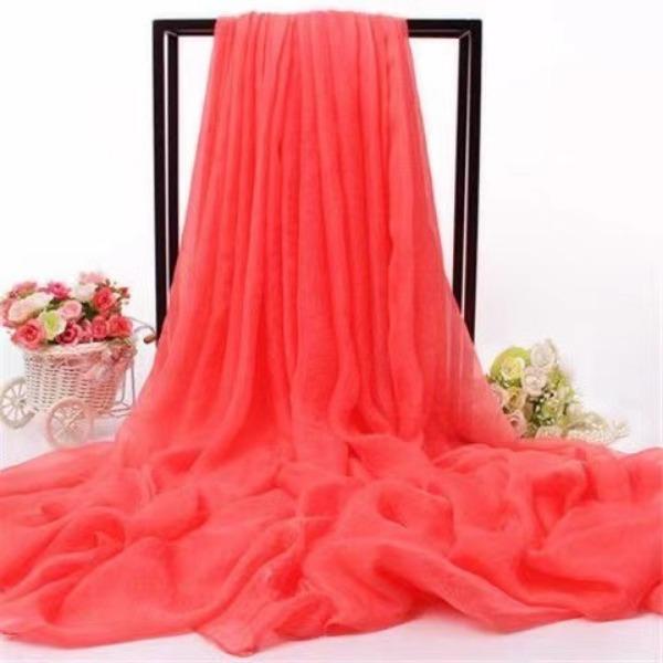 Großer, roter, übergroßer Chiffon-Schal in Volltonfarbe aus Seide, Sonnenschutzschal für den Strand im Frühling und Sommer, vielseitiger großer Schal für Tanzpartys