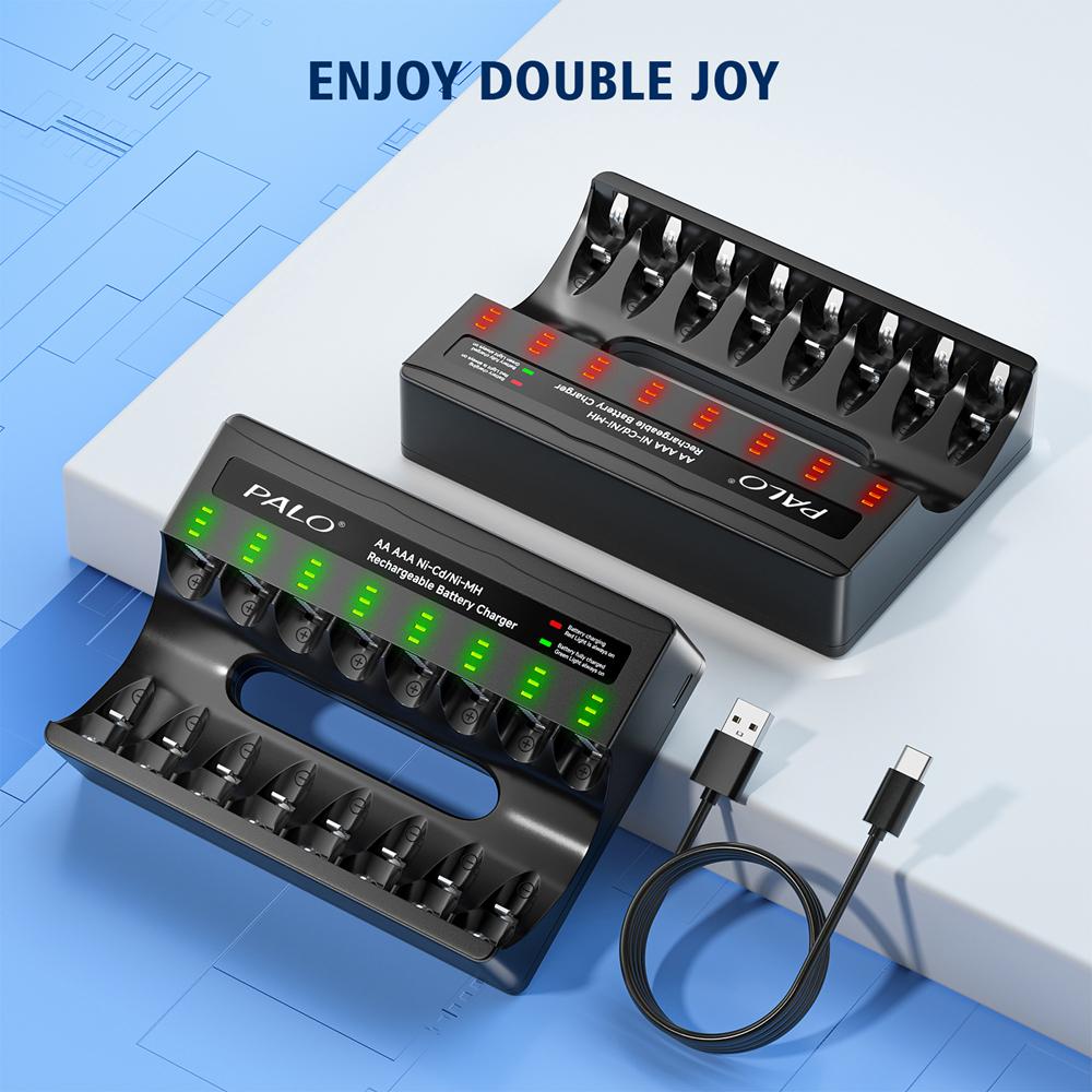 PALO 1.2V NIMH AA Rechargeable Battery with Smart AA Battery Charger 1.2V 3000mAh 2A Battery for Remote Control Toy Camera