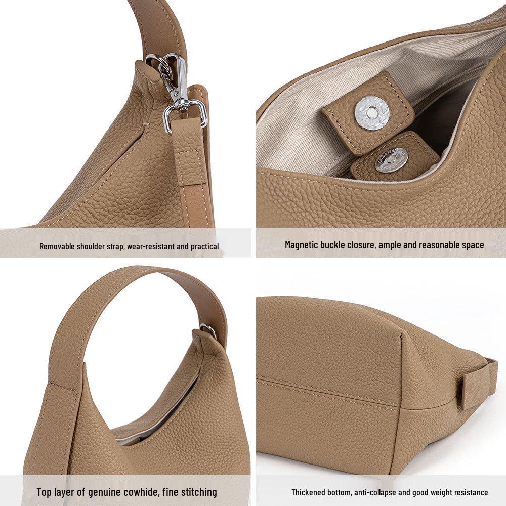 Chic Women's Genuine Leather Crossbody & Shoulder Bag - Trendy, High-End, Light Luxury Handbag for Commuting