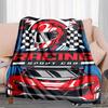 Retro Racing Sport Pattern Flannel Printed Blanket Suitable for All Seasons Suitable for Living Room Office Sofa and Travel