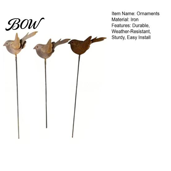 Decorative Yard Stakes 3PCS Rusty Metal Bird Ground Stake, Cute Birds Sculpture, Animals Landscaping Decor Garden Stake for Outdoor Decor, Gifts