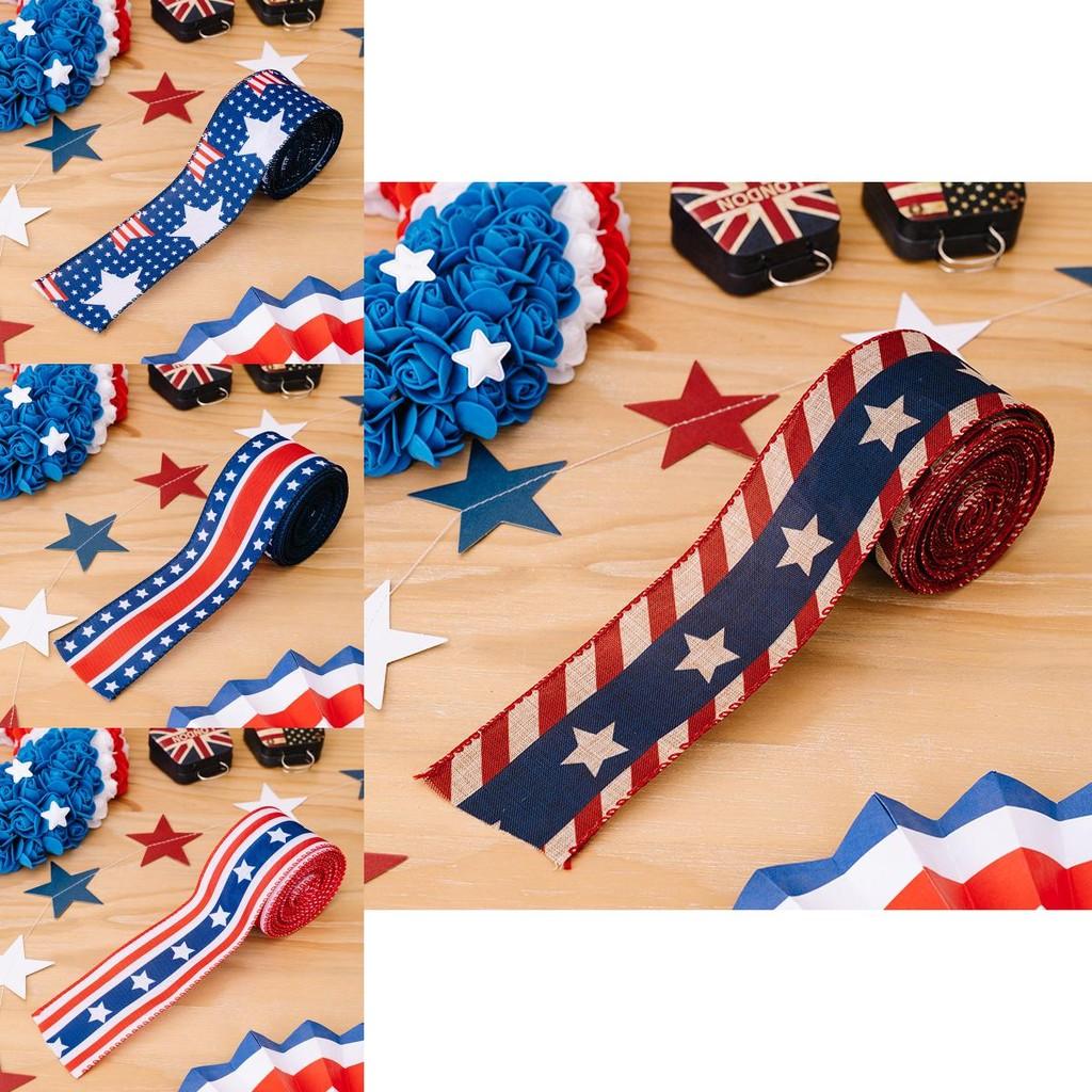 Independence Classic Day Celebration Decor American Fabric Ribbons In Red White And Hues Blue