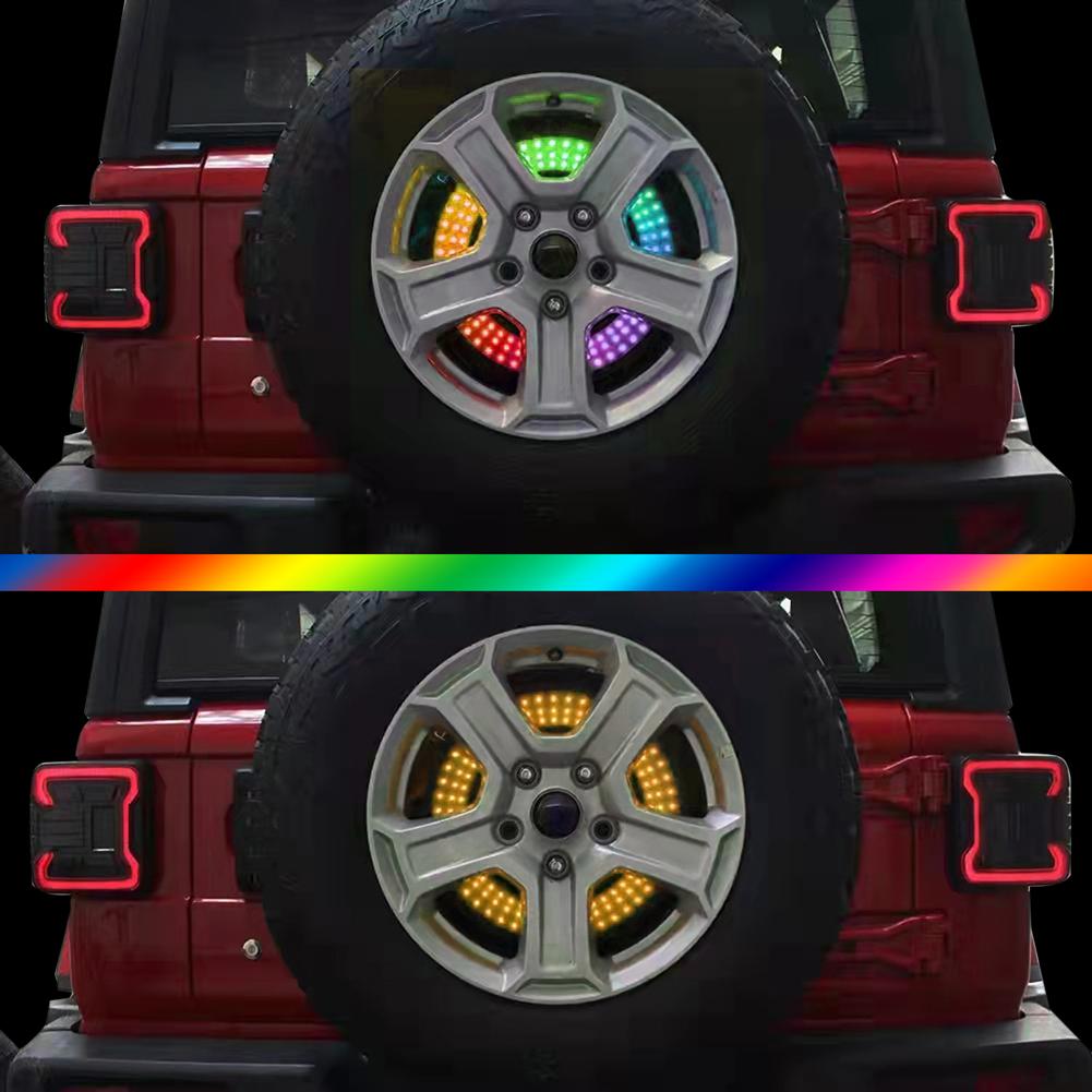RGB náhradní pneumatika přídavné brzdové světlo měnící barvu LED třetího brzdového světla pro Jeep Wrangler 2007-2017JK JKU 2018-2020 JL