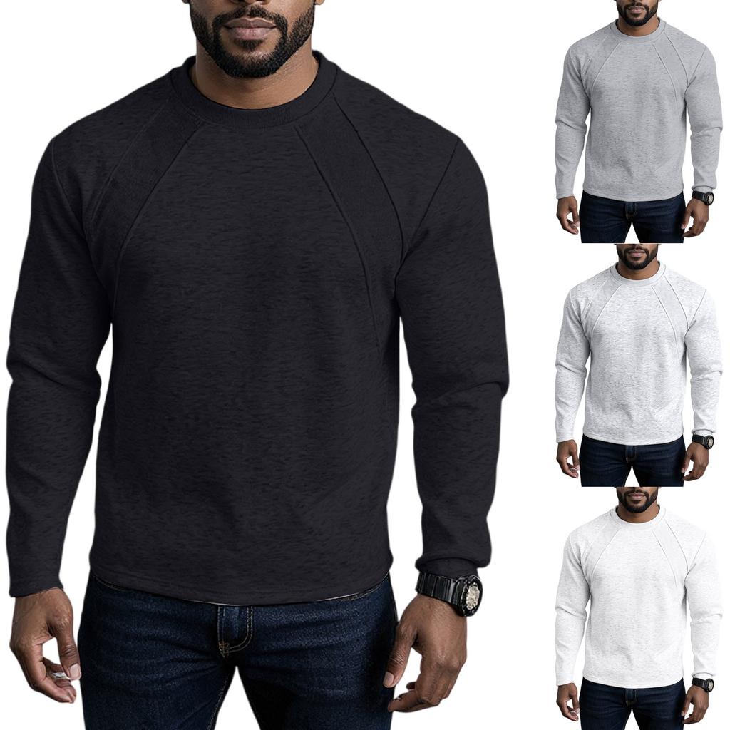 Splicing Round Neck Sweatshirt, Loose Long Sleeved T-Shirt Fashionable Top