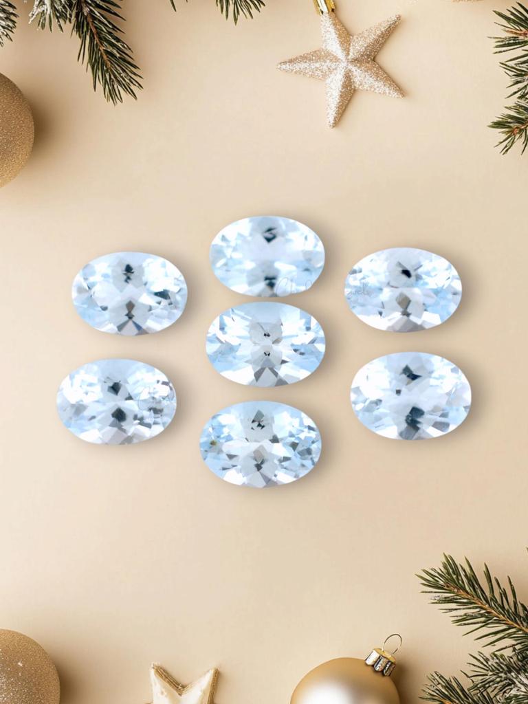 Natürlicher Aquamarin Ovalschliff Edelstein Los, Kalibrierte Größe Aquamarin Edelstein Los, Alle Größen Aquamarin Facettierter Edelstein zur Schmuckherstellung.