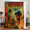 "Bad Bunny Tour Art - Colorful Urban Design" Patterned Flannel Blanket Perfect for the Bedroom Living Room, Sofa, or a Little Nap
