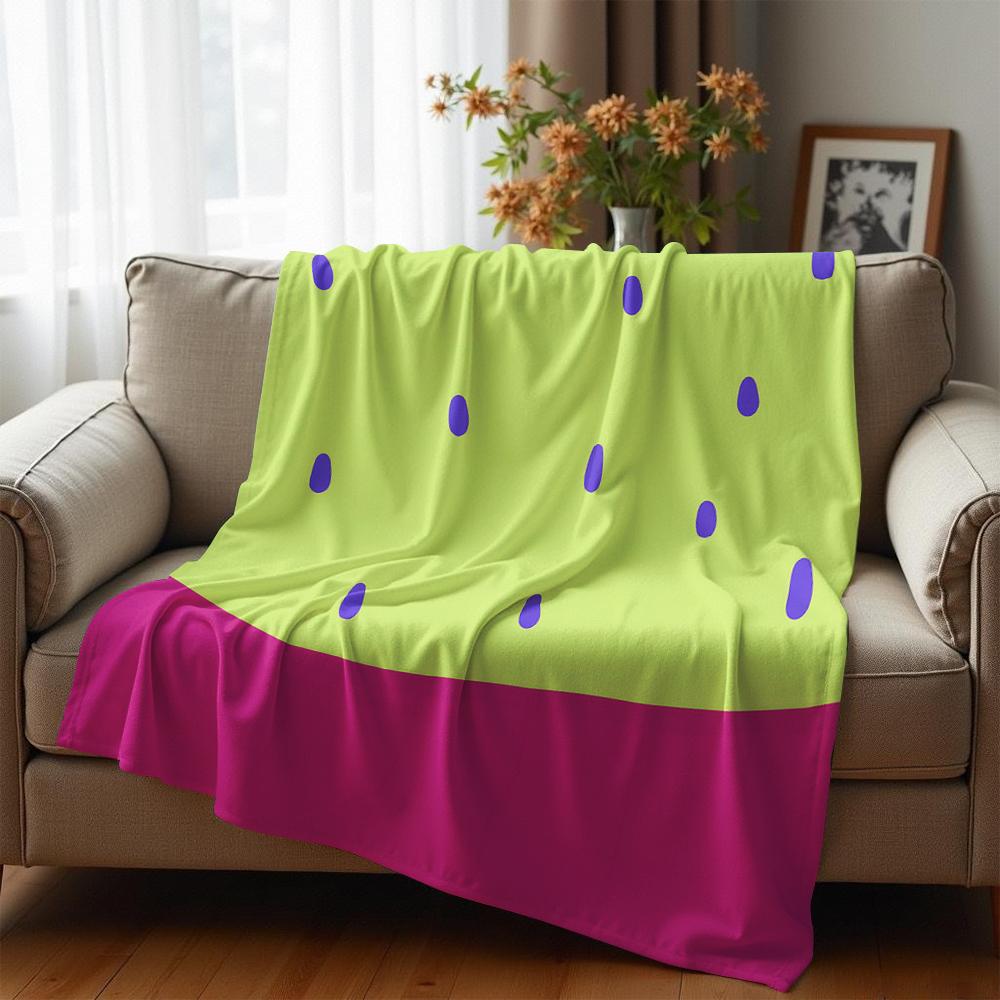 Two Tone Oval Dot Anime Cartoon Flannel Blanket Soft Warm Throw for Bedroom Sofa Car Kids Holiday Gift