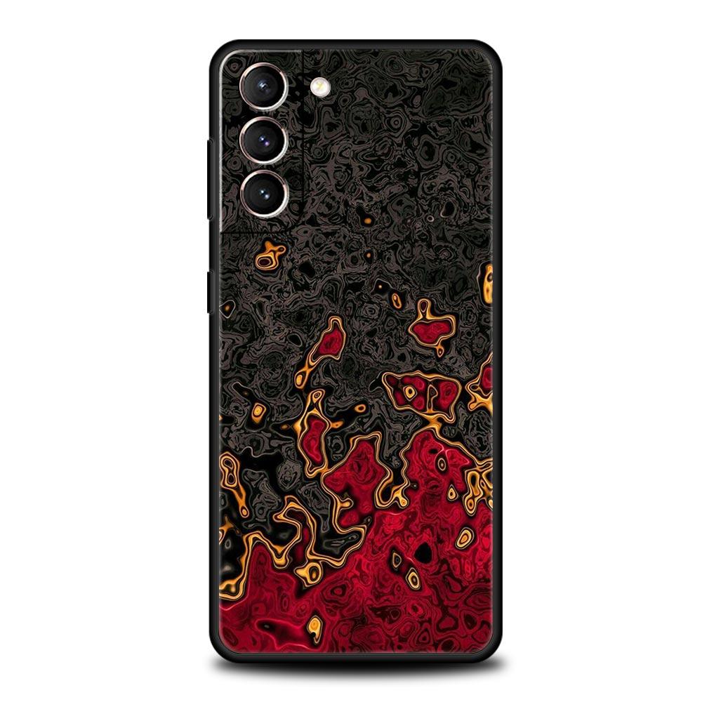 Black Red Ripple Art Phone Case for Samsung Galaxy S26 S25 S24 S23 S22 S20 S21 FE Ultra S25 Edge Plus 5G Soft TPU Cover Fundas
