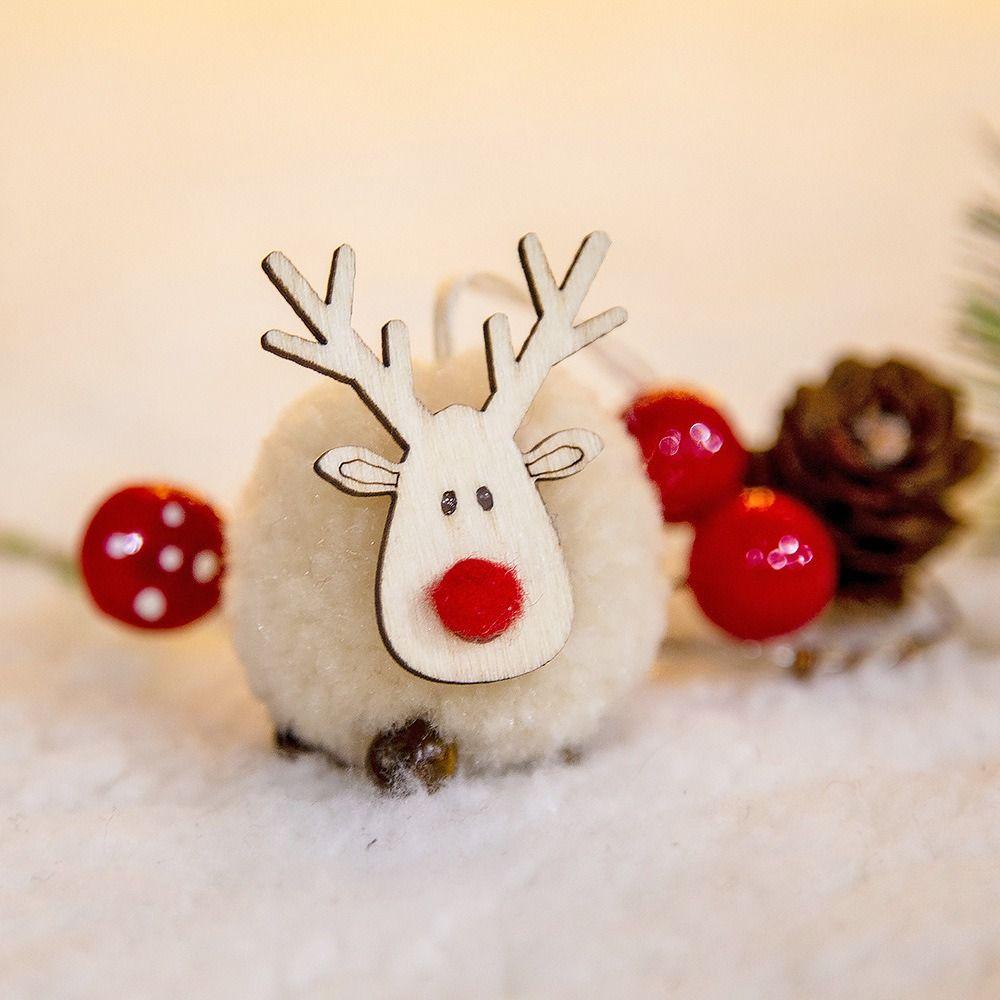 Wooden Elk Wooden Deer Ornaments Wool Felt Elk Hanging Pendant Christmas Tree Ornaments  Christmas