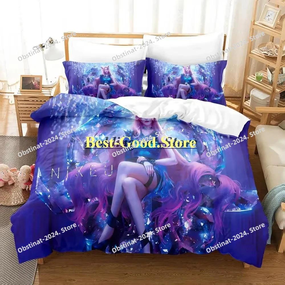 Game Kda The Baddest Bedding Set Single Twin Full Queen King Size Bed Set Aldult Kid Bedroom Duvetcover Sets Anime Bed Sheet Set