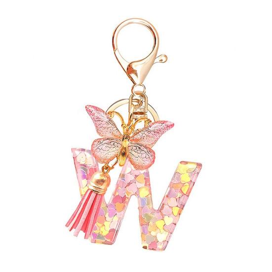 Heart Keyring Keychain Pendant Epoxy Resin Pink 10.7 Cm/4.21 In 1 Pc