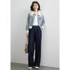 Wudao Old Money Style Faux Denim Wide-Leg Trousers