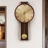 Wall Clock High Gloss Gold Metal Pendulum Swing Movement Quartz Accessories