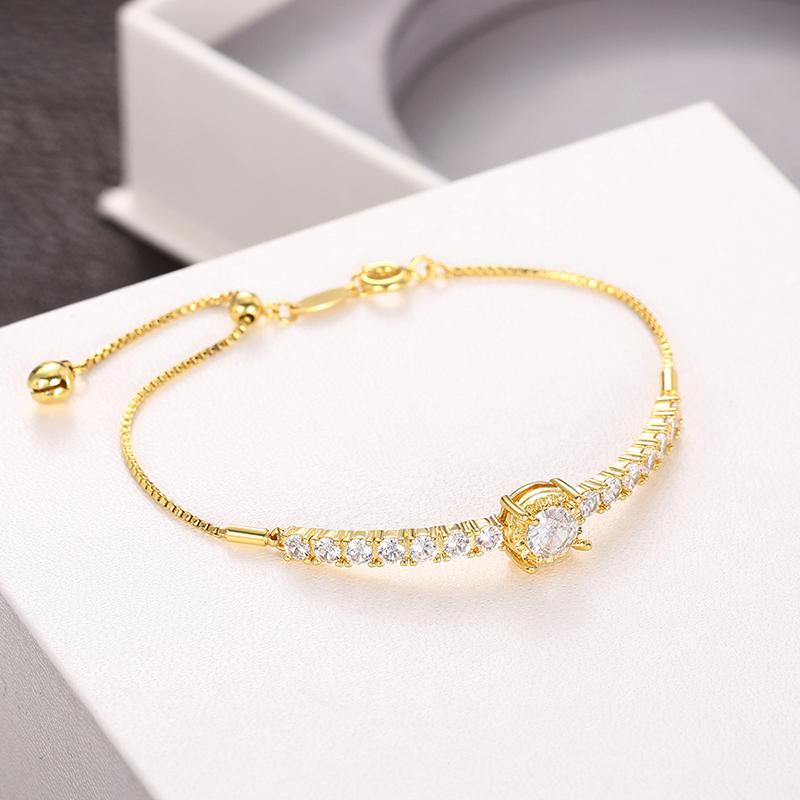 CAOSHI Delicate Adjustable Bracelet for Women Two Color Available Cubic Zirconia Daily Wearable Jewelry Shiny Party Accessories