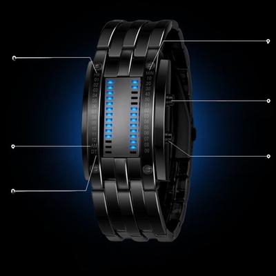 Trendy Korean Style Binary LED Student Watch with Double Row Lights