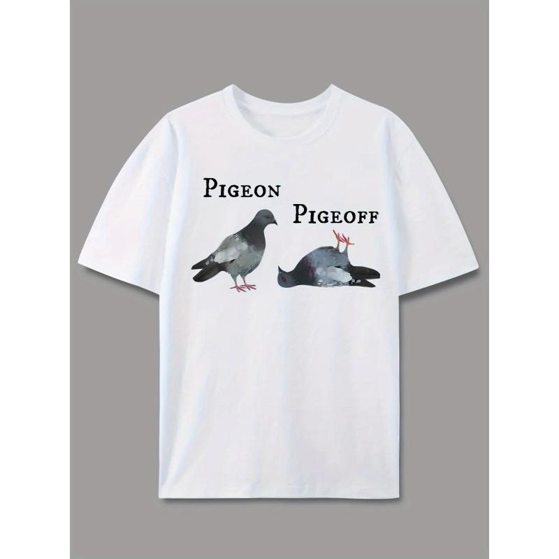 T-shirt Grafica Umoristica Piccione Pigeoff - Divertente Sarcasmo Uccello Battuta Casual Girocollo Cotone, Vestibilità Larga, Super Morbida, Leggera & Estiva