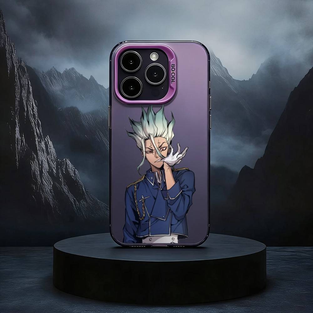 

D-Dr S-Stone A-Anime Phone Case For iPhone17,16,15,14,13,12,11 Plus,Pro Max Black Candy silver phone case iPhone14