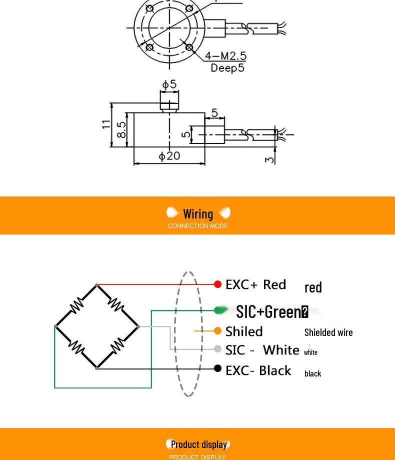 Shunqiang Miniature Compression Pressure Sensor, High-Precision 50kg Ring-Shaped Weighing & Clamping Force Test.
