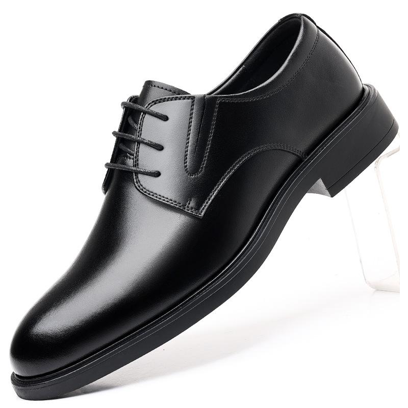 Four Seasons Leather Shoes Men's Business Dress Gentleman's Leather Shoes Low Top Lace-Up Casual Leather Shoes Men's Wedding Shoes Men's