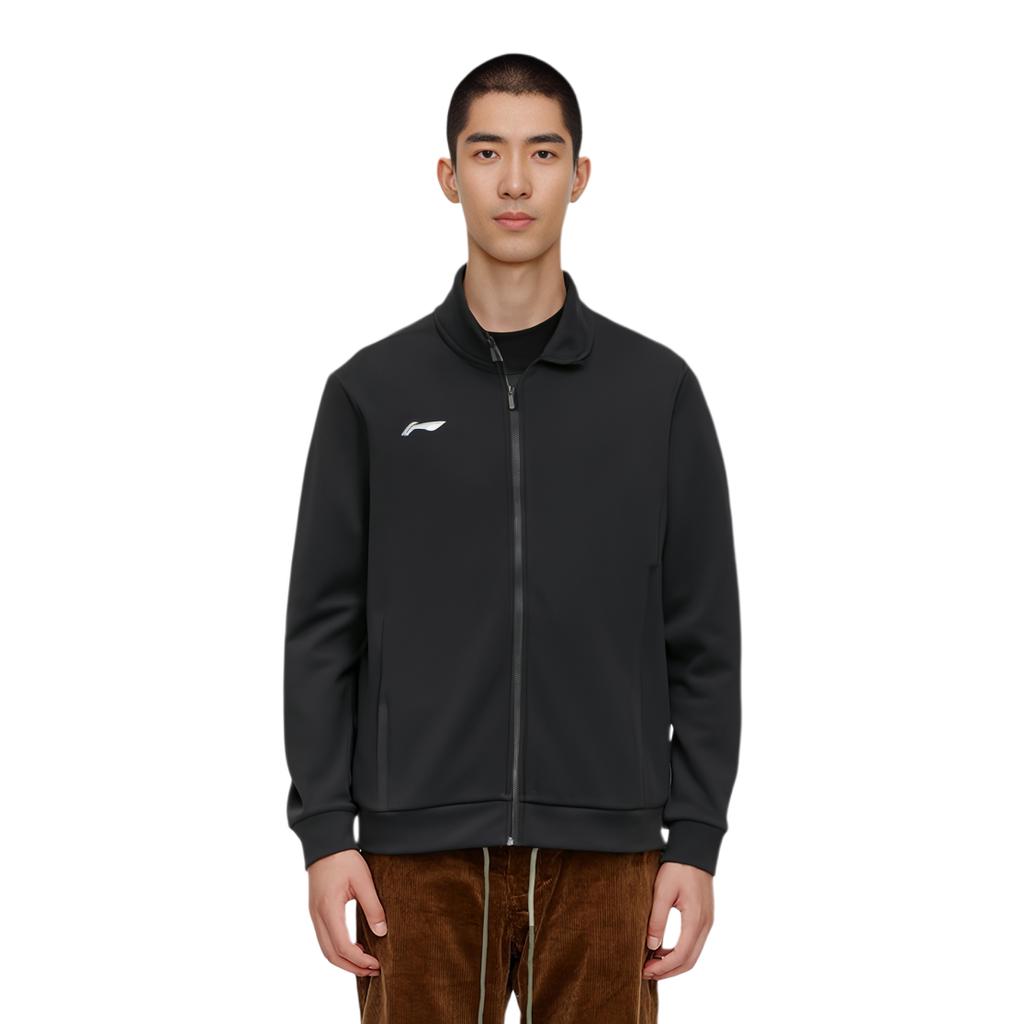 Li Ning Sweatshirts Men's Black Stand Collar Moderate Cardigan AWDUA75-1