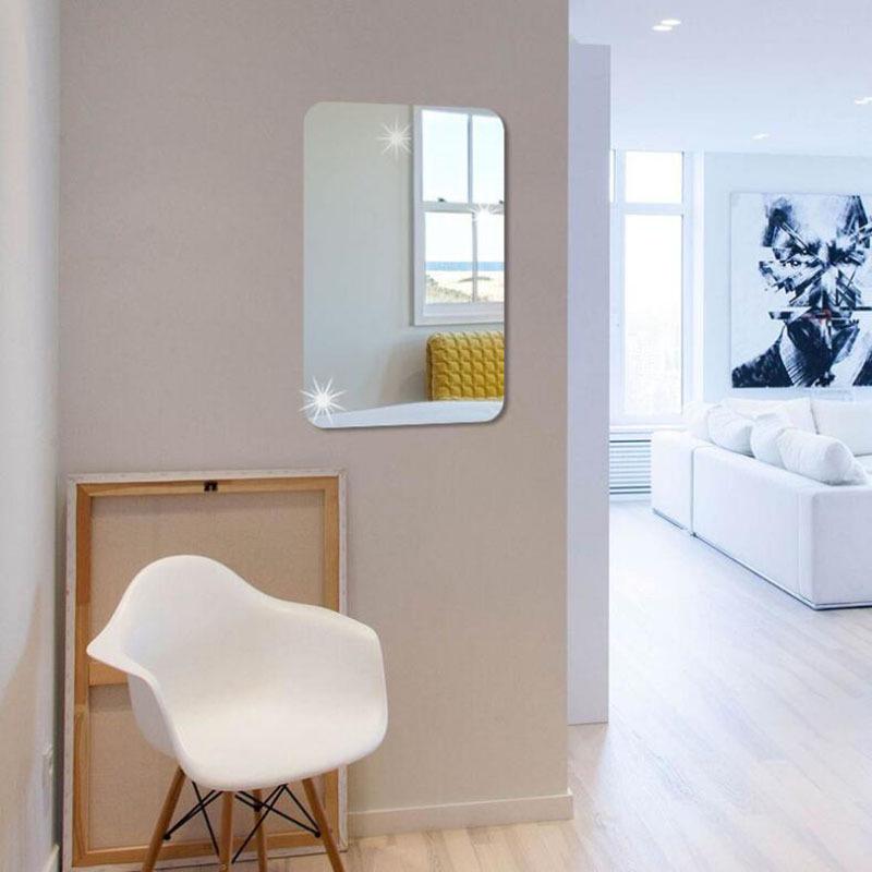 Selbstklebende Acryl-Spiegelaufkleber für Make-up, Badezimmer, Schlafzimmer, Wohnzimmer und Kleiderschrank