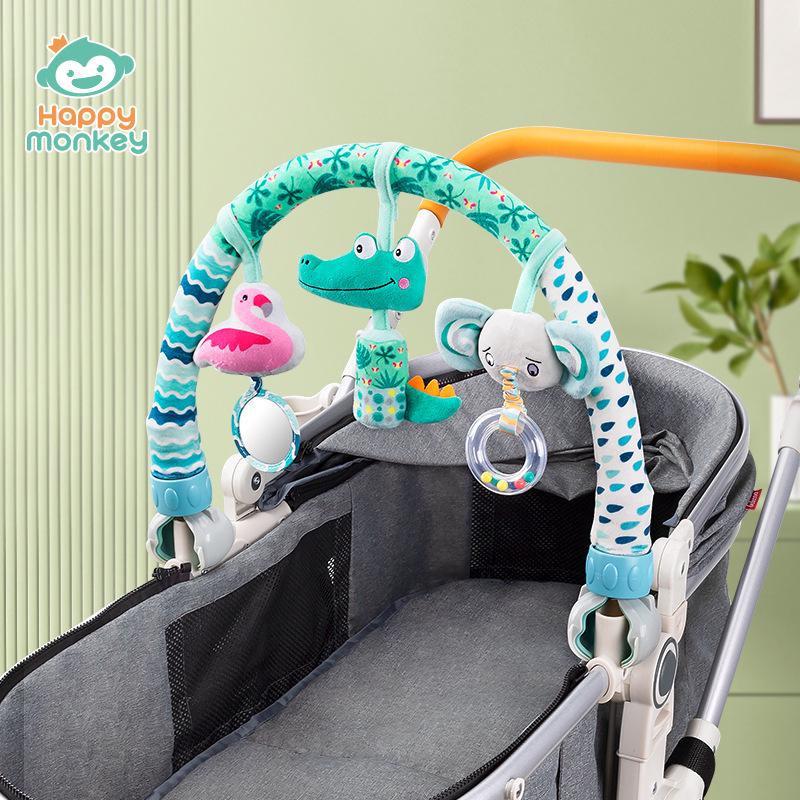 Happy Monkey Newborn Clip-On Mobile Toy: Bed, Stroller, Car Clip & Rattle Ornament.