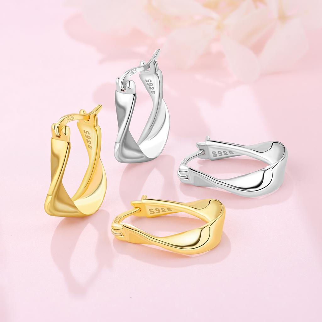Orstarry S925 Silver Earring Versatile and Stylish Twisted Cord Earrings For Women Birthday Gift Silver Jewelry