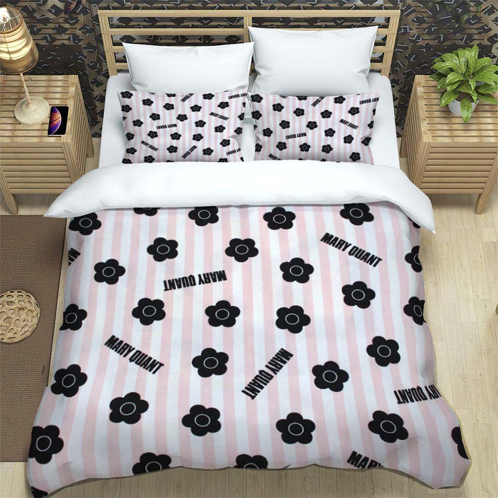 3-Piece M-Mary -Q-Quant- t PrintedDuvet Cover Set – Includes 1 Duvet Cover and 2 Pillowcases; Suitable for Home and Dorm Use
