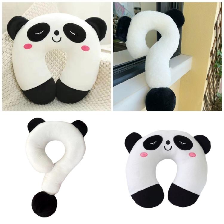 Cuscino da viaggio a forma di panda in peluche per collo, per bambini e adulti, che fornisce comfort e supporto per il collo