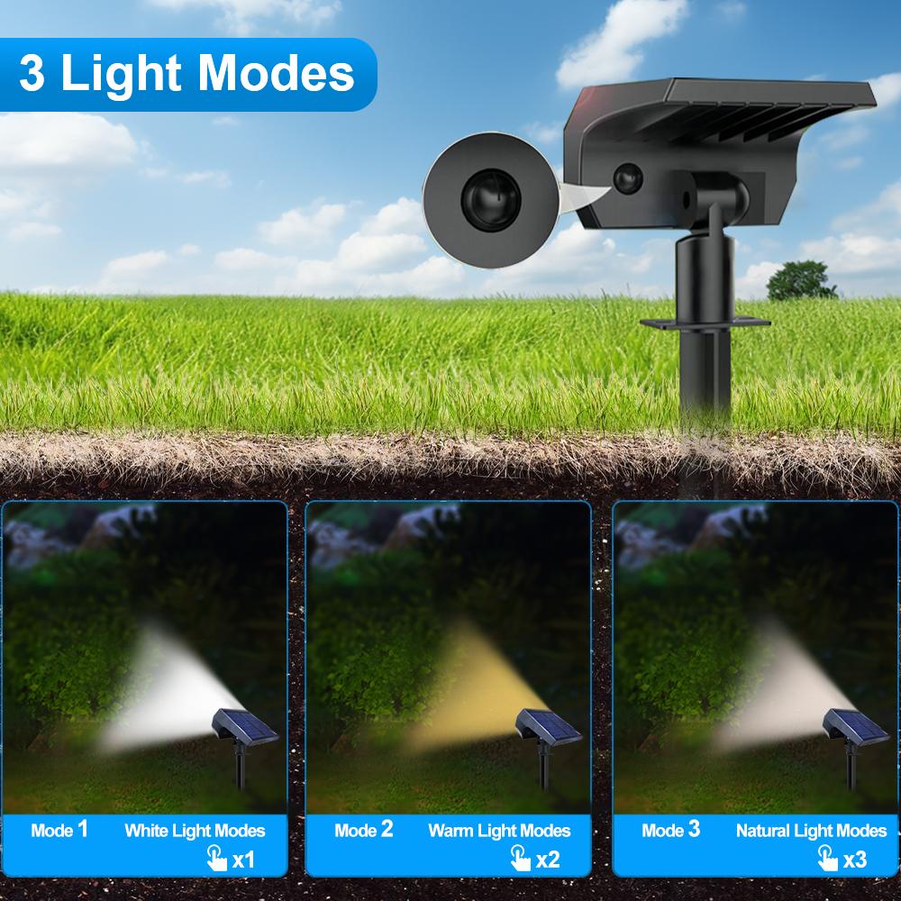 Solar Spot Lights Outdoor 86/74LED 3 Color Lighting Waterproof Solar Powered Landscape Spotlights Wall Yard Garden Pathway Lawn