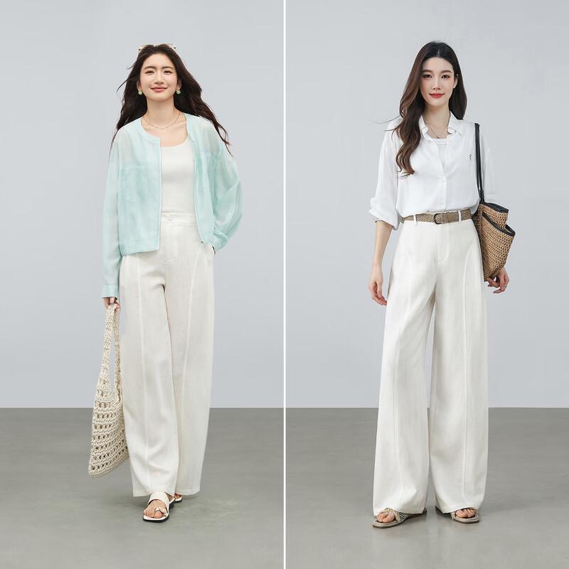 Women's Linen-Blend Wide-Leg Commuter Trousers