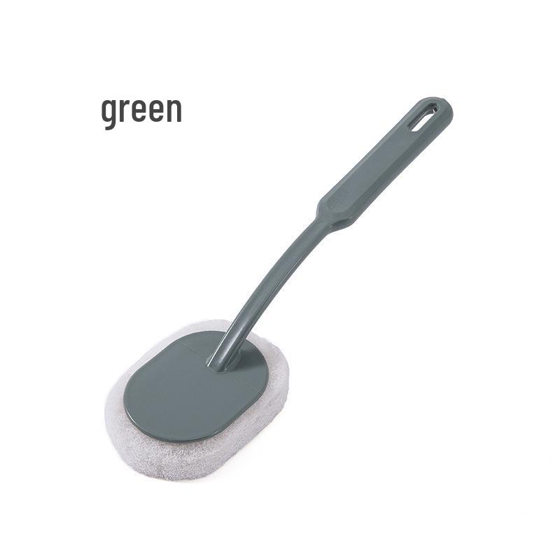 Long Handle Bathtub Bathroom Cleaning Brush with Absorbent Sponge and Scouring Pad