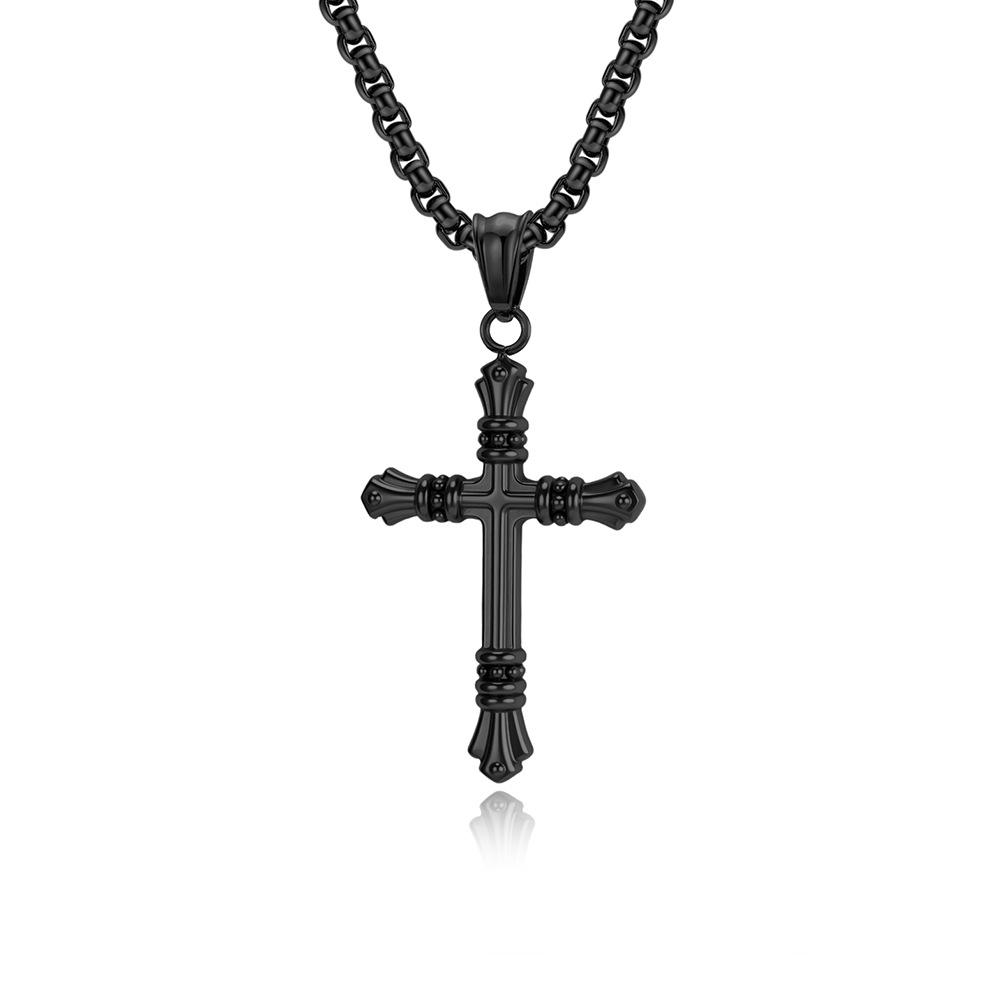 Vintage Punk Titanium Steel Cross Necklace Men's Niche Personality Trend Wear Stainless Steel Pendant Accessories