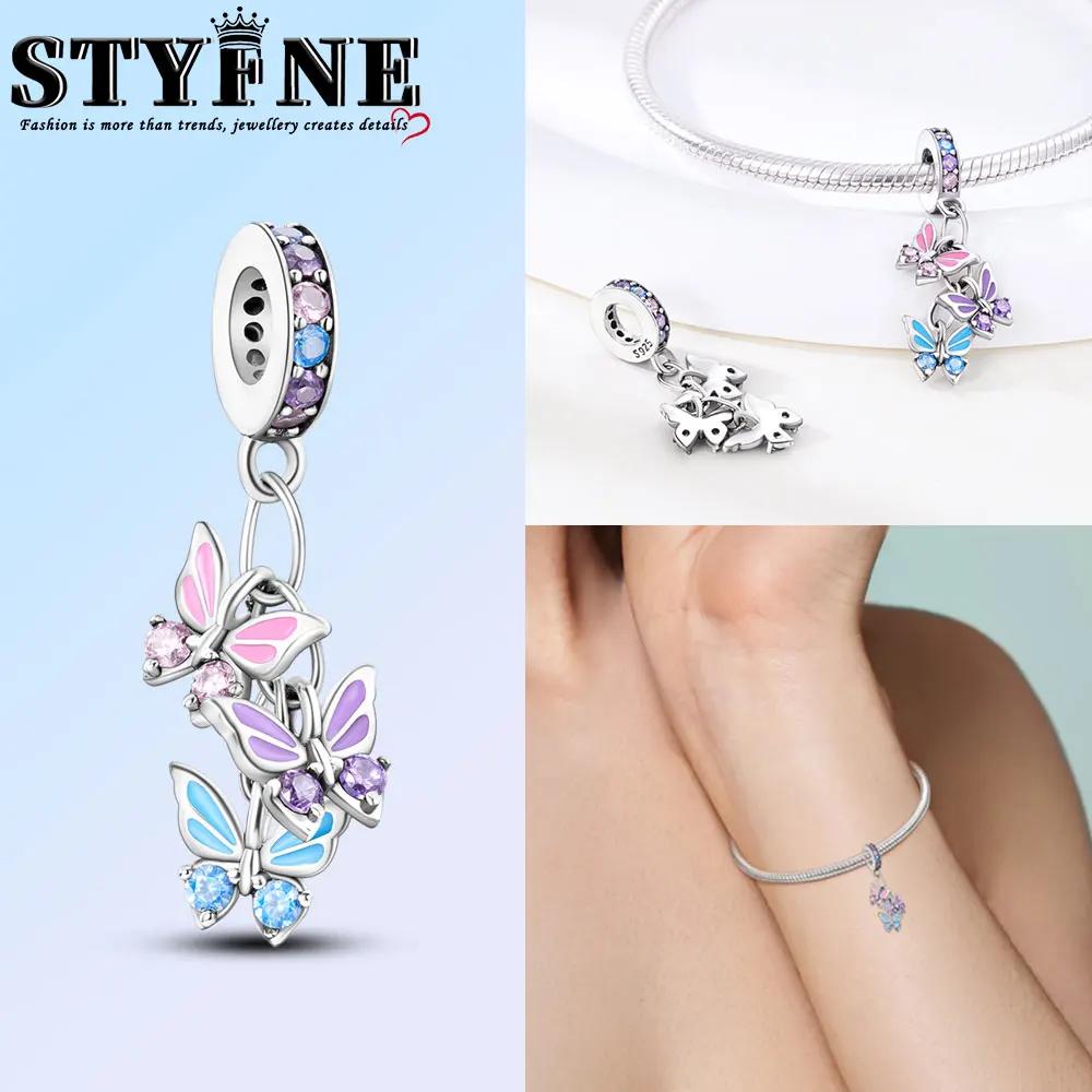 Copper Cat Safety Chain Animal Series Beads Butterfly Bracelet Charms Diy For Jewelry Making Birthday Gift