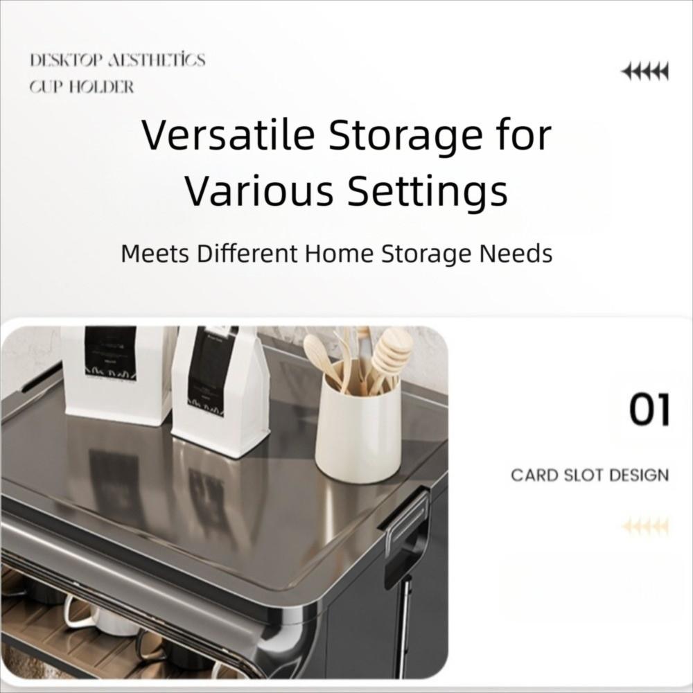 Cabinet Kitchen Cupboard Multi functional Tea Set Storage Box Drain Cup Rack  Bathroom