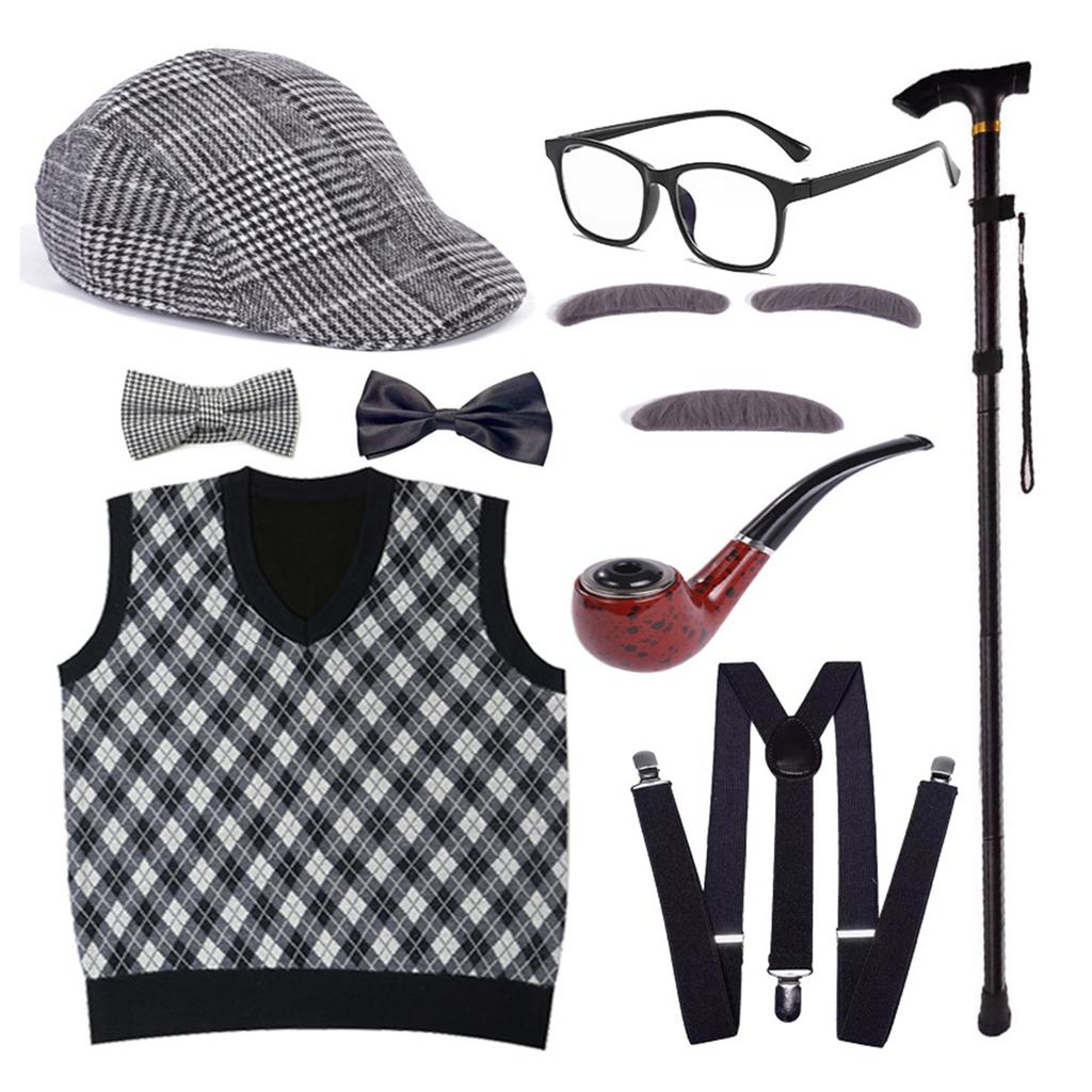 Grandpa Costume Set Old Man Costume Outfit Kids 100 Days of School Costume Set