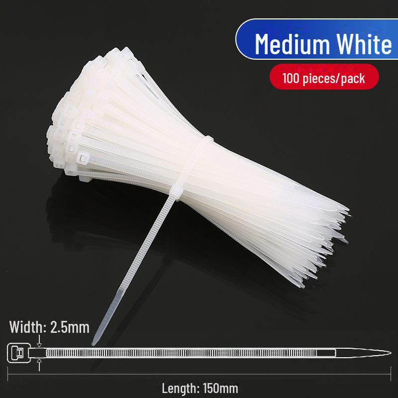 White Nylon Self-Locking Cable Ties - Strong, Durable Wire Fasteners