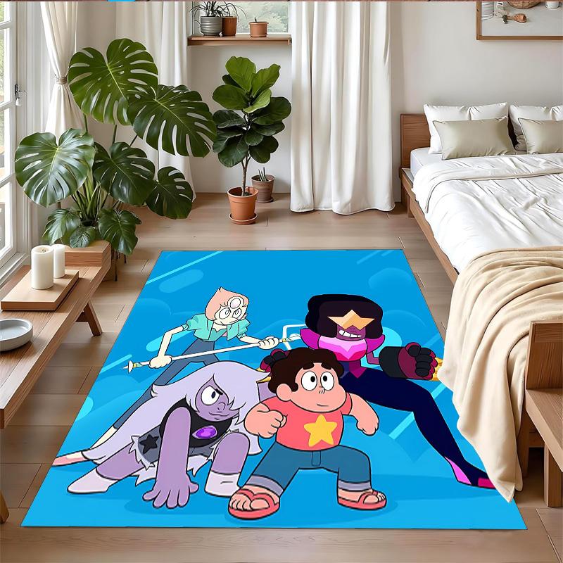 Anti‑Slip Crystal Velvet Floor Rug, Steven Universe Design Carpet for Indoor Living Bedroom Home Decoration