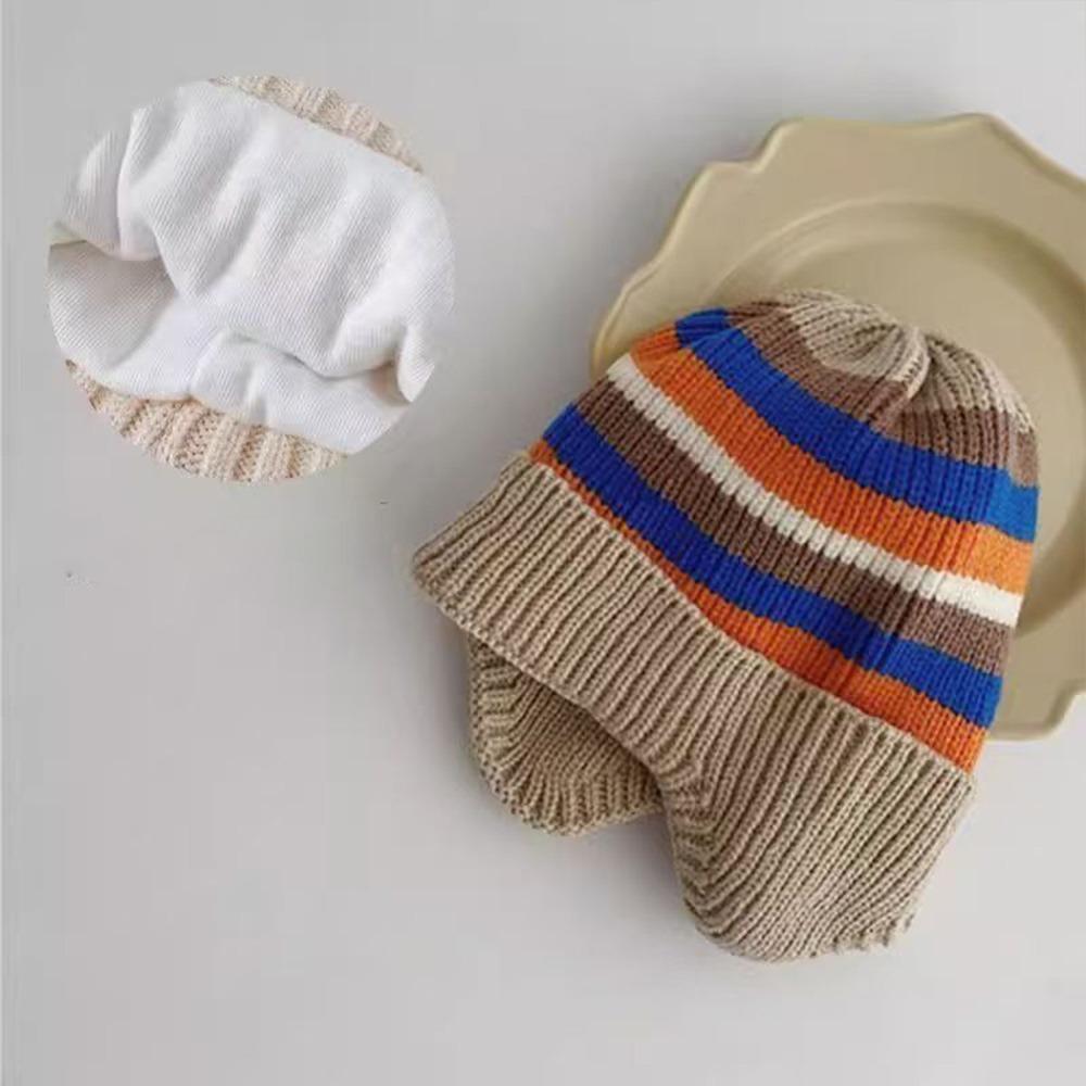 Soft Striped Rainbow Hat Korean Beanie Cap Colorful Baby Knitted Hat  Kids