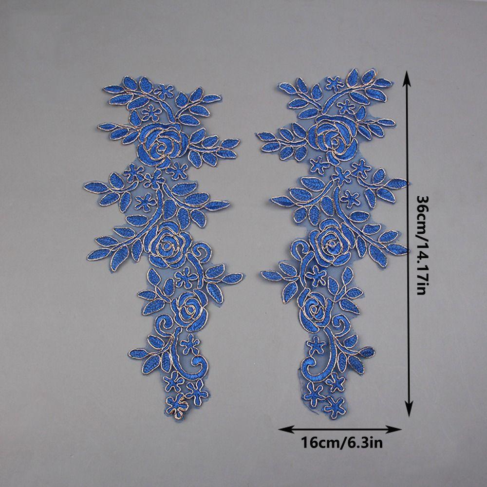 1 Pair 3D Flower Embroidery Flower Applique Polyester DIY Crafts Rose Flower Patch 16cm X 36cm Embroidery Repair Patch