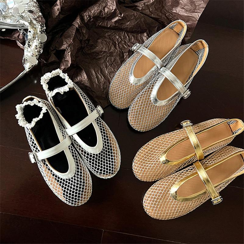 Fashion New Summer Women Pumps Shoes for Women Fashion Hollow Out Round Toe Mary Jane Shoes Women Breathable Flat Shoes Low Heels