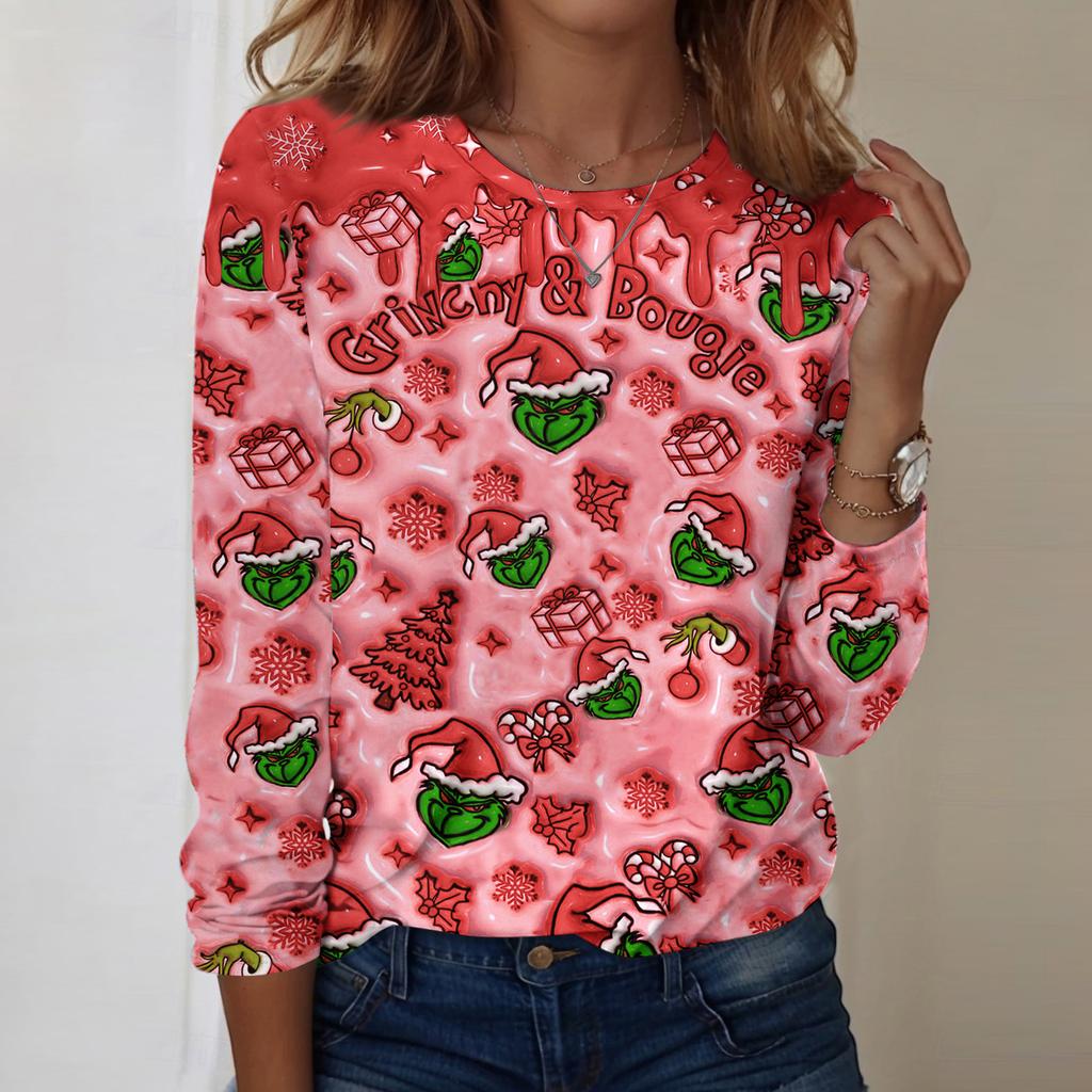 Košile s dlouhým rukávem pro ženy Roztomilý potisk Grafika Trička Halenky Běžné Velikosti Zásadní topy Pulovr