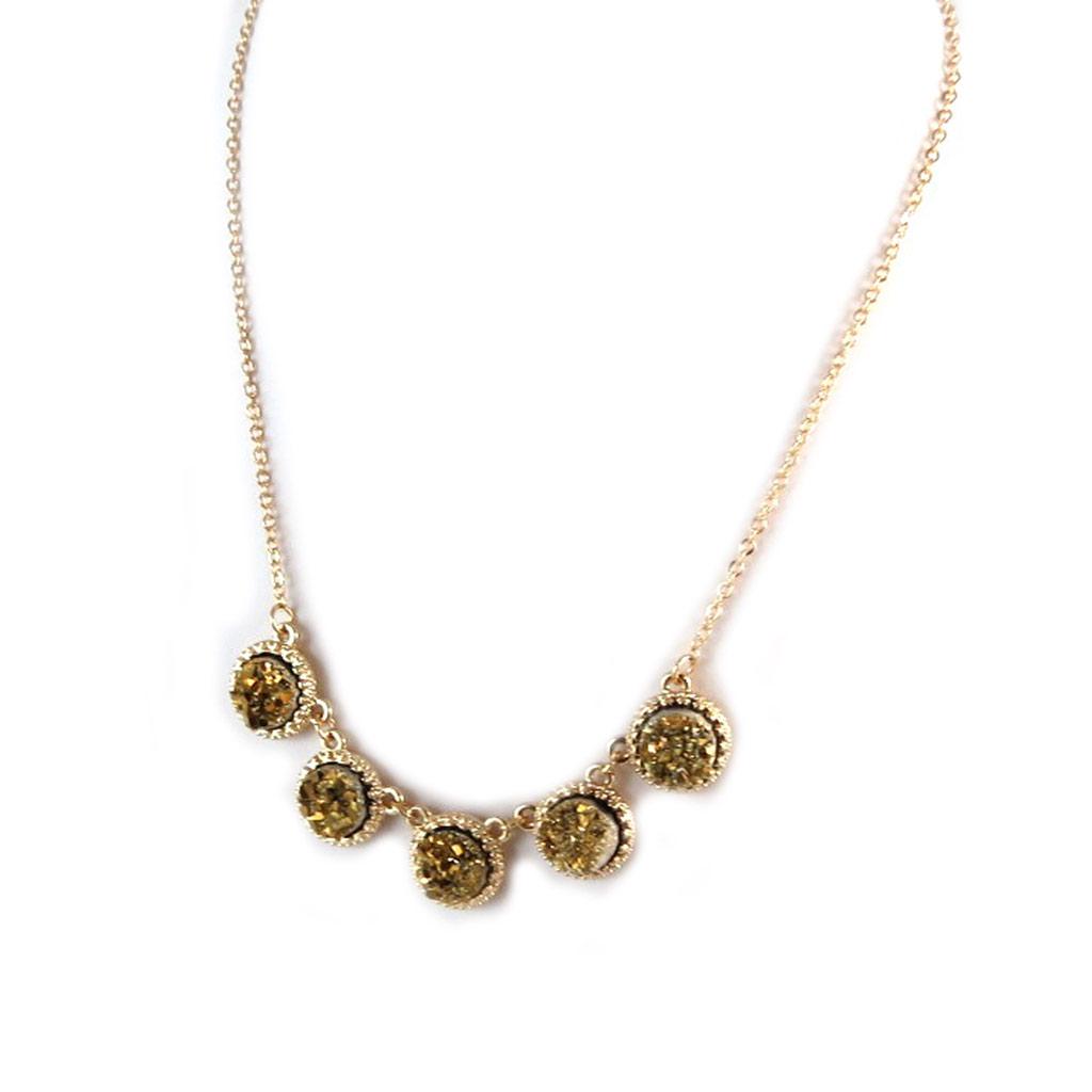 Les Trésors De Lily [P0104] - Golden 'Mineralia' Designer Necklace