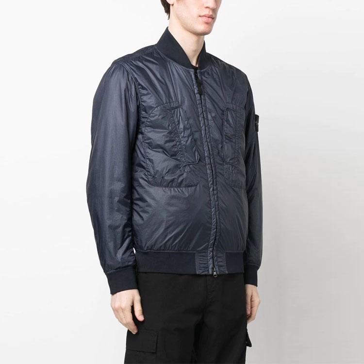 STONE ISLAND Ss23 Solid Color Logo Patch Zip Long Sleeve Jacket Men Jackets Midnight-Blue 781542125-V0020