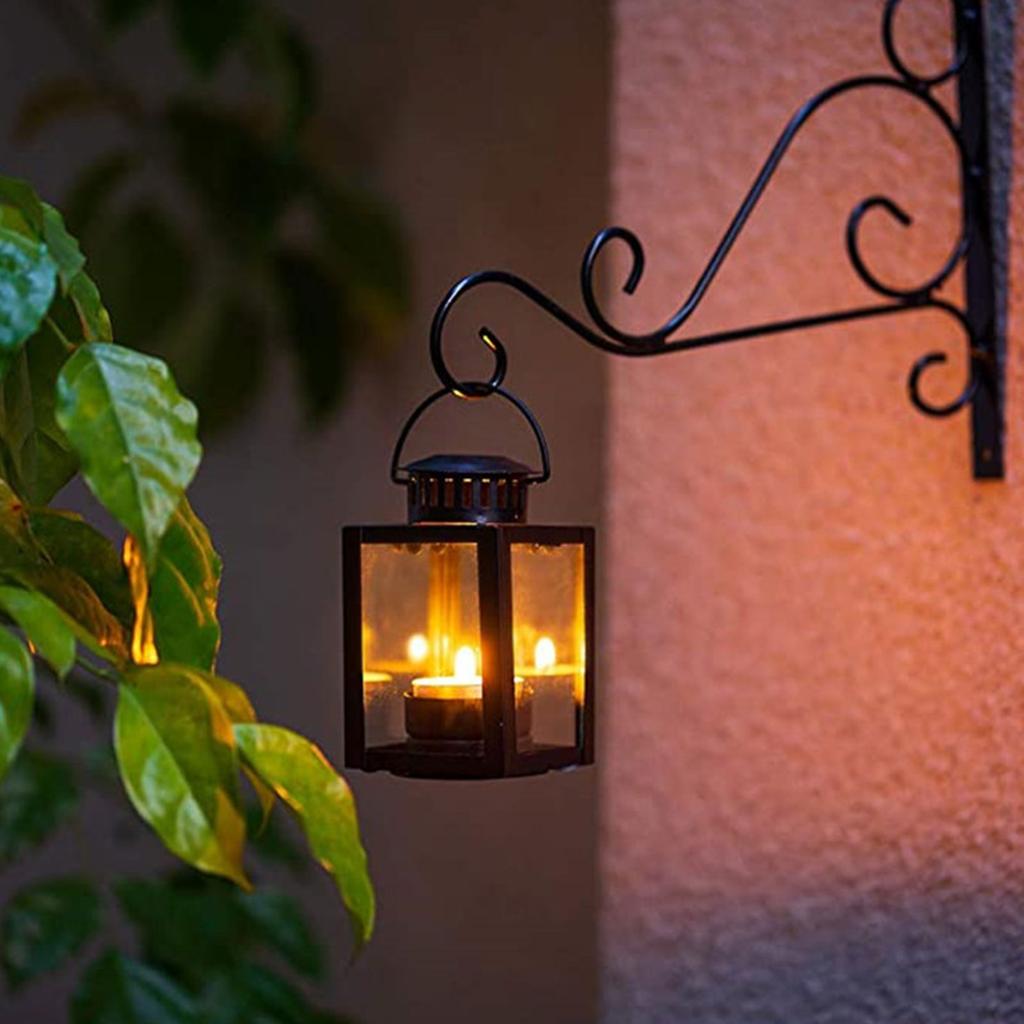Farmhouses Iron Candle Holders Retro Hanging Decoration Lanterns With Clear Glass Panel For Patios Garden Or Home Decors